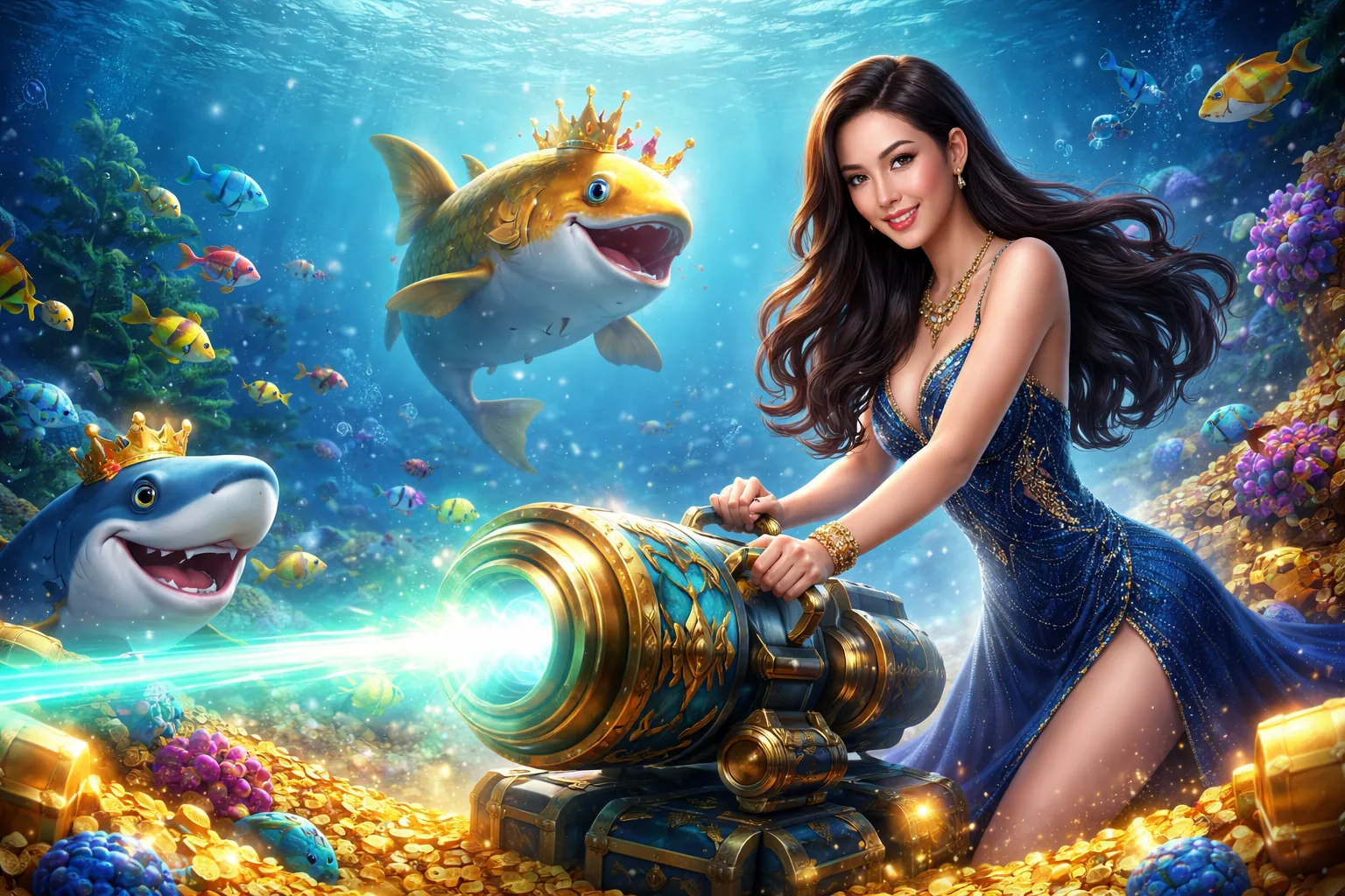 Hình ảnh chính Bắn Cá 68k với cảnh dưới nước sống động và các loài cá